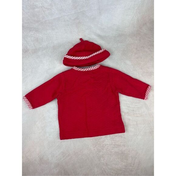 Y2K Carters Vintage Red Quilted Rabbit Gingham Cardigan Shirt Jacket Baby 0-6 Mo - Picture 4 of 4